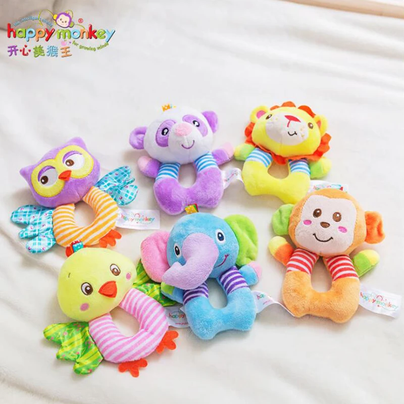 ทารกแรกเกิด Soft Plush Hand Grasp ของเล่นเด็ก 0-12 เดือนรถเข็นเด็กการ์ตูนสัตว์ BB แขวน Rattle ตุ๊กตาของเล่นเพื่อการศึกษาของขวัญ