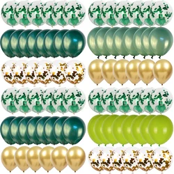 Set di palloncini verde fagiolo 20 pezzi Set di coriandoli metallici cromati palloncino giungla Safari animali decorazioni per feste di compleanno bambini Air Globos