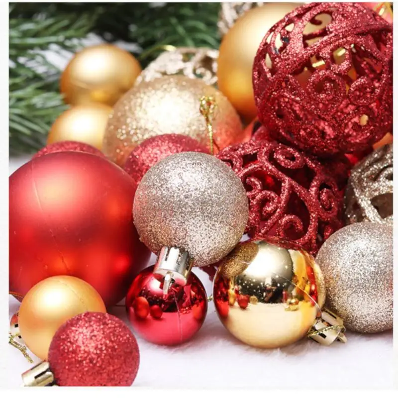 

3/4/6cm 100 pcs Red Gold Christmas Ball Wedding Birthday Festival Party Home Decor Matte Mirror Glitter Glaze Base Round Ball