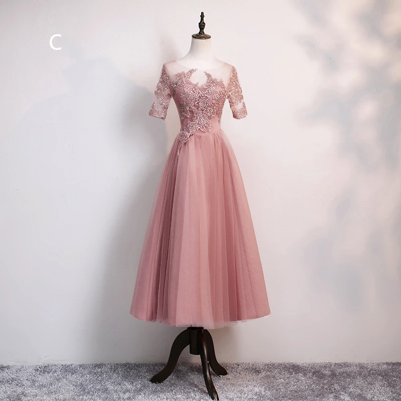 Vestido Madrinha Dusty Rose Lace Long Bridesmaid Dresses Sexy A Line Party Dress for Wedding Party Sheer Sleeve Lace Cap Sleeve