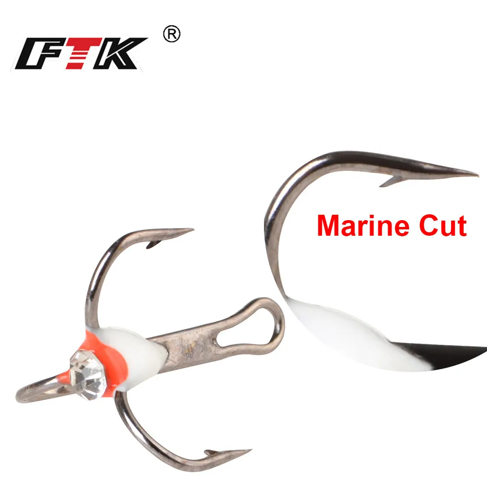 FTK Winter Ice Fishing Triple Fishing Hook Set Size 6#/8#/10#12# High Carbon Steel for Carp Fishing Hooks Japan