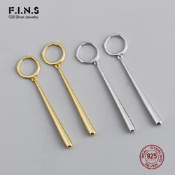 F.I.N.S 100% Real S925 Sterling Silver Long Water Drop Earrings Unique Long Hanging Stick Fine 925 Earrings Woman Fine Jewelry