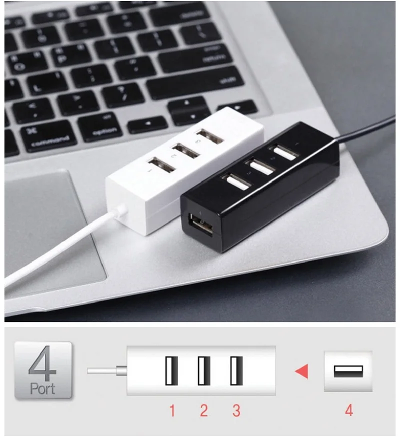 Hub Hub USB 2.0 Bộ Chia Tín Hiệu Tốc Độ Cao 4 Bộ Chia Cổng Cho PC Windows Laptop Xách Tay Thu Macbook Phụ Kiện Máy Tính