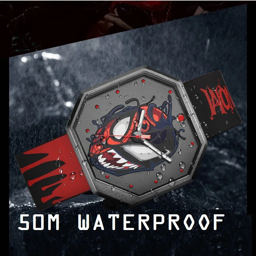 Disney Original Marvel The Avengers Venom Antique Men 50m Waterproof Clock Male Watch Quartz WristWatch Relogio Masculino 2020