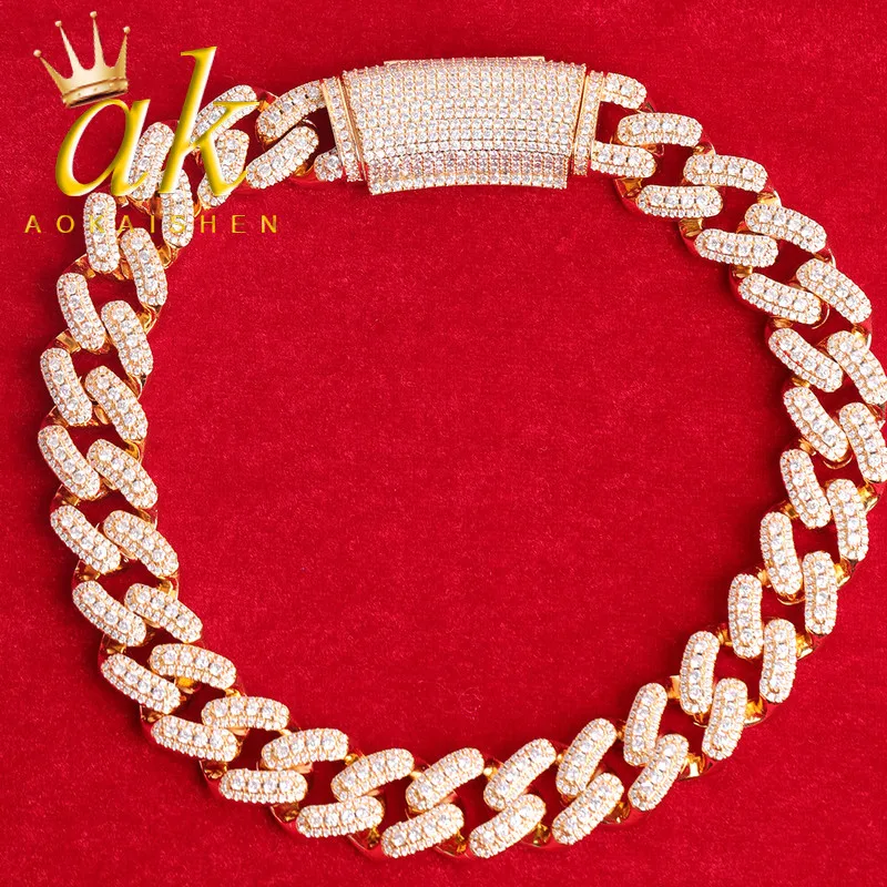 Aokaishen Miami Cuban Link Chain for Men Necklace Real Gold Plated Hip Hop Jewelry Iced Out Fashion Charms 2021 Trends