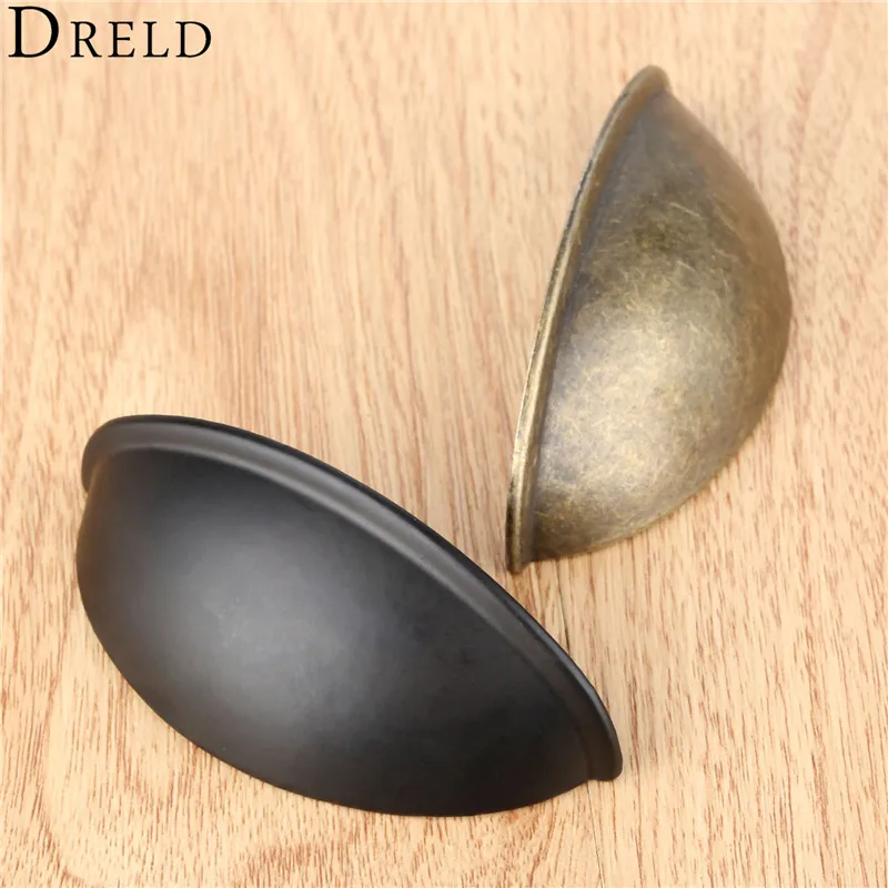 DRELD 80*30Mm Retro โลหะห้องครัวตู้ลิ้นชักประตูจับเฟอร์นิเจอร์ Knobs ฮาร์ดแวร์เหล็กโบราณตู้เชลล์จับ