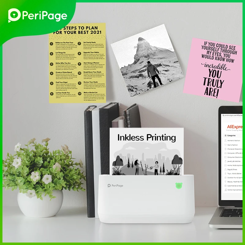 PeriPage Portable Thermal Bluetooth Printer 4"  A9(s) Max  Thermal Photo Label Receipt Sticker Mini Printer