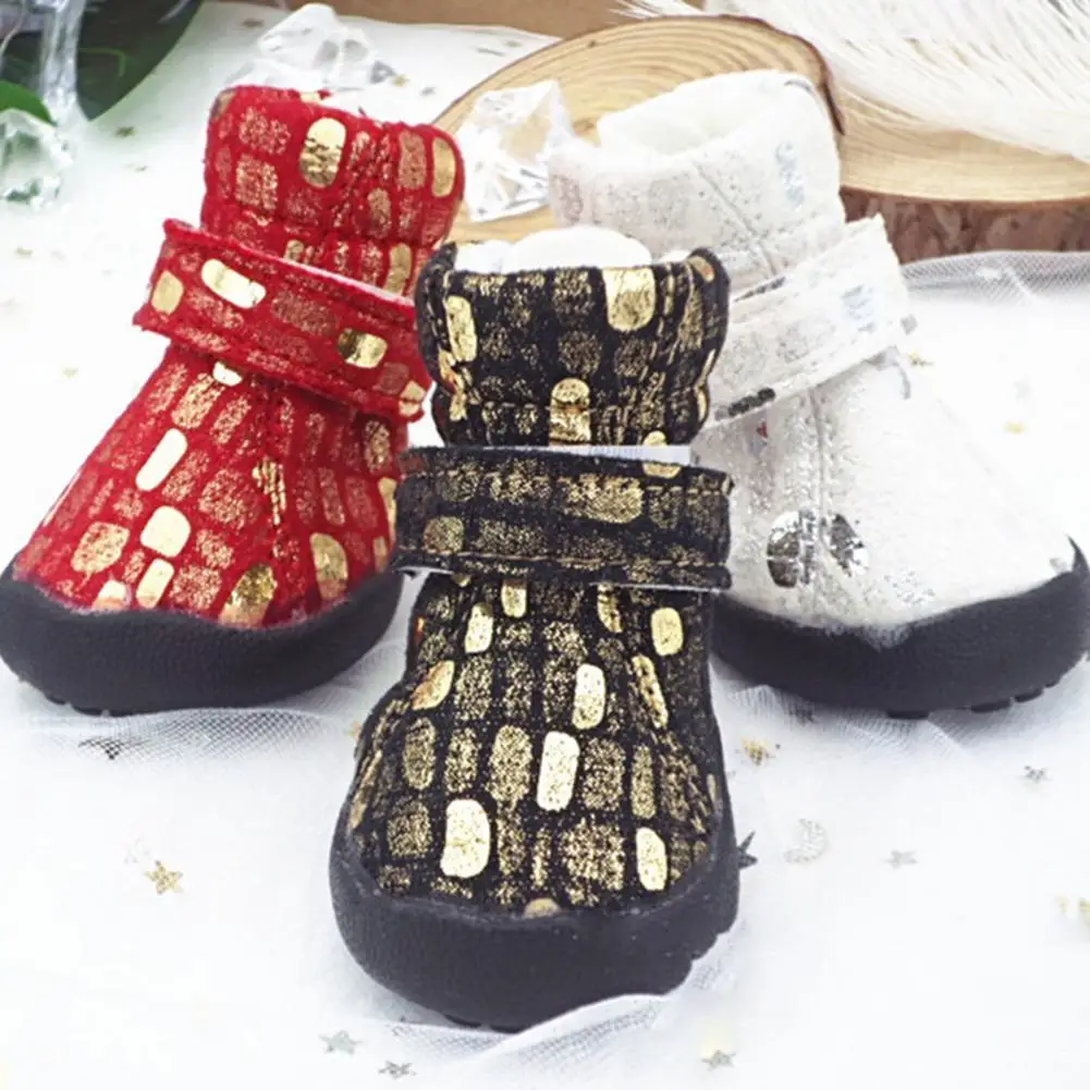 4Pcs Cozy Pet Boots Soft Sole Mild to Skin Dog Shoes Dog Sports Shoes
