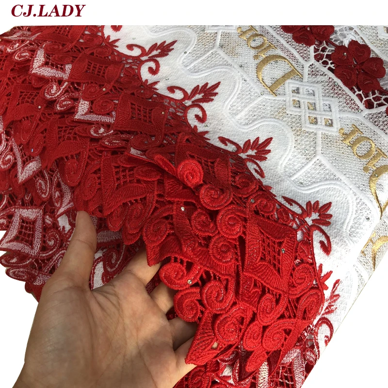 Latest Embroidery African Lace Fabric Brand High Quality Cord Lace Fabric with Stones Nigeria Lace Fabric Wedding Dress Cloth