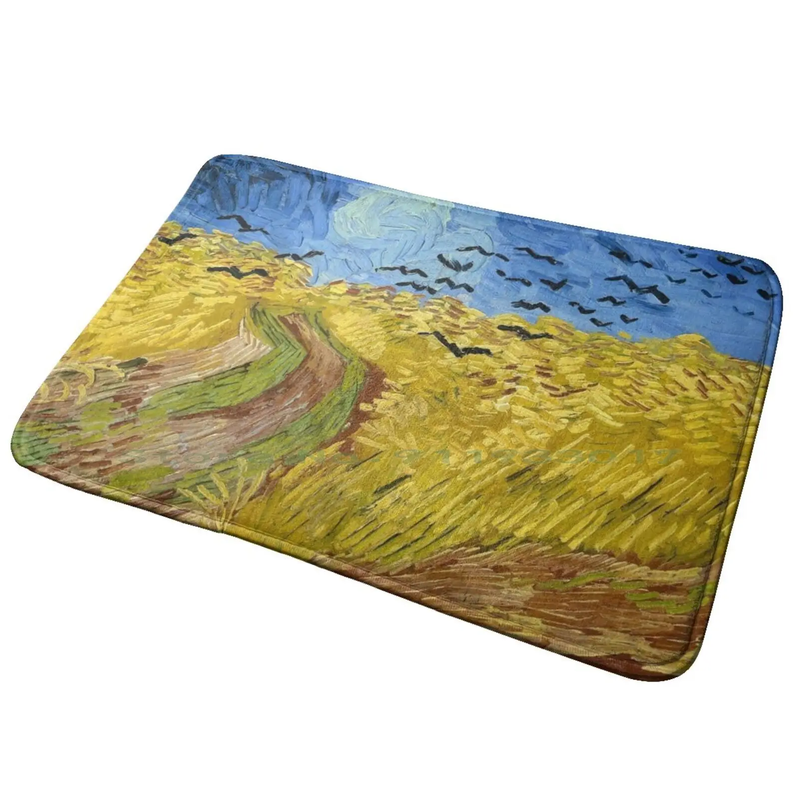 Wheatfield With Crows Van Gogh Painting Entrance Door Mat Bath Mat Rug Rem Re Zero Figure Rem Re Zero Wallpaper Rem Re Zero