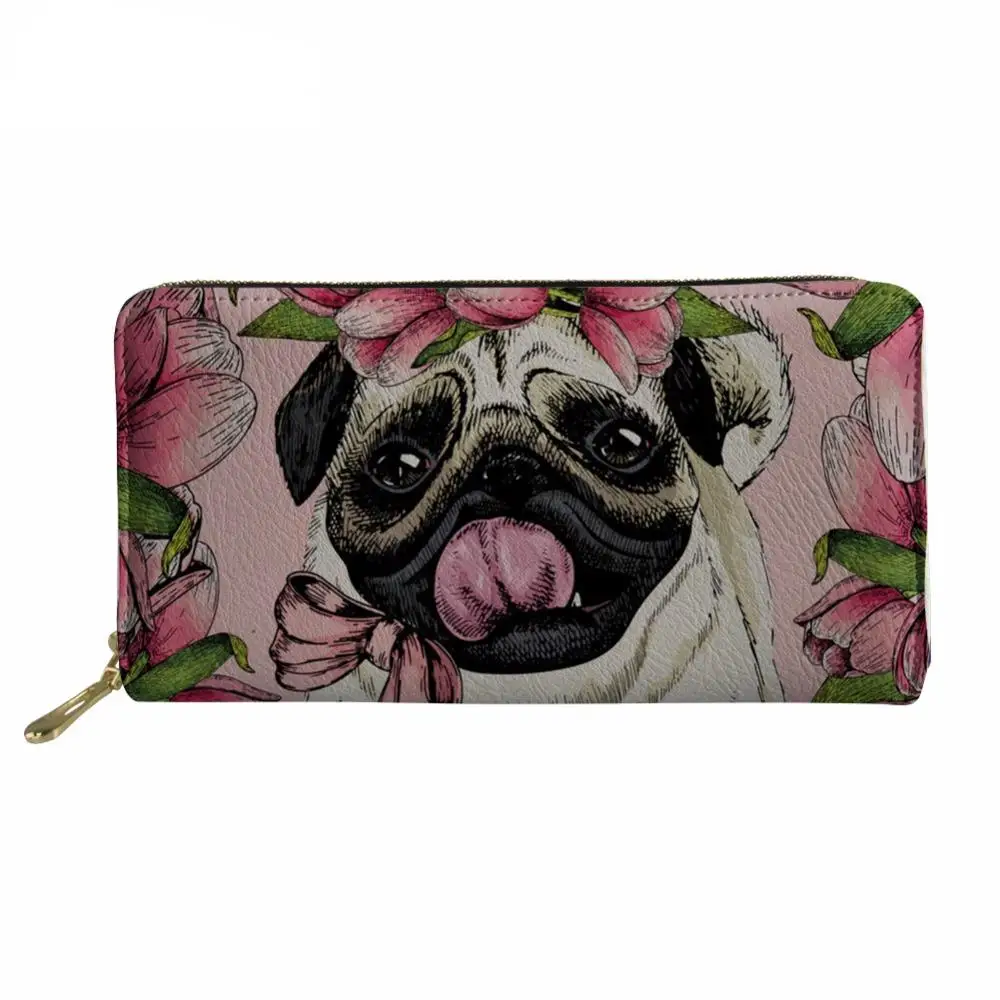 

Women Wallets for Credit Card Ladies Pug Dog Print Long Money Bag Females Kawaii Puppy Cute Coin Pocket Girls Card Holder