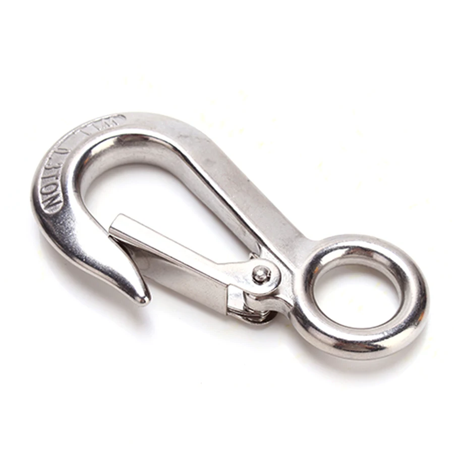 0.2T Fixed Eye Snap Cargo Hook With Safety Latch 304 Stainless Steel Rigging,J039