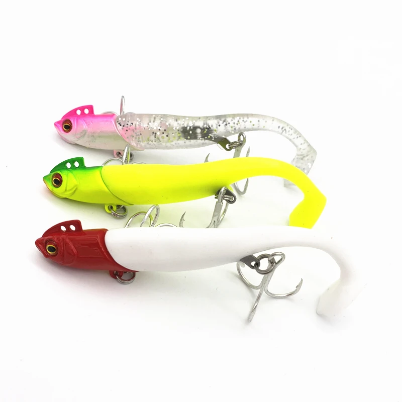 36g/40gSoft Lure Lead Head Wobbler Artificial Jigging Bait Silicone Sea Bass Lure pike Rockfish Grouper Carp Fishing Sea Fishing