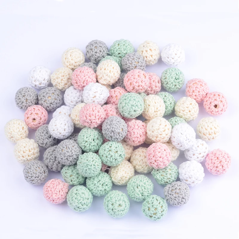 

20Pcs/Lot 16mm Ball Chew DIY Nursing Jewelry for Teething Bracelet beads Crochet Round Wooden Beads Mix Handmade Accesories