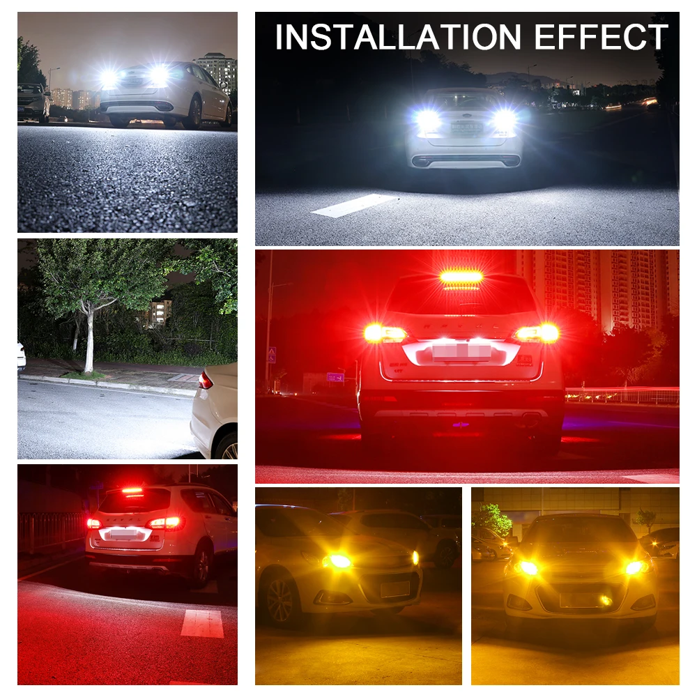 2pcs 1156 P21W BA15S 1157 BAY15D 3156 3157 LED 5730 33SMD Car Brake Lights Auto Reverse Bulb Parking Lamp 12V Red White Yellow