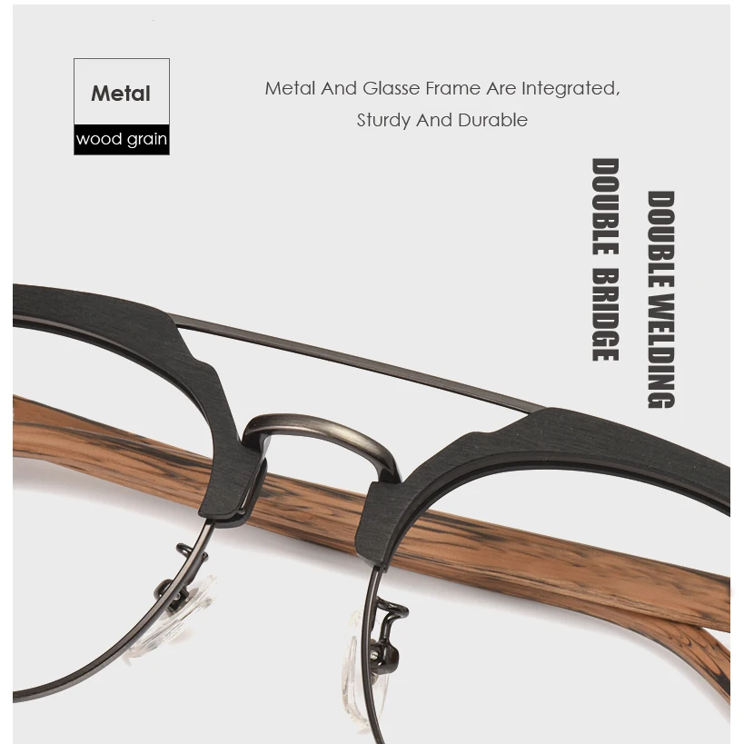 Japanese Brand Acetate Glasses Frame Man Women Wood Grain Myopia Computer Eyeglasses 2021 Eyewear Prescription Spectacle Metal