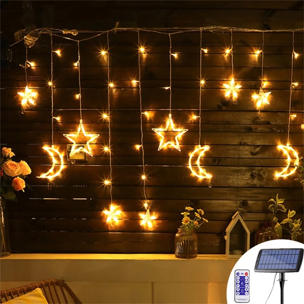 solar powered estrela lua led luzes da corda a prova impermeavel agua jardim fadas cortina luzes modos lampada fio para decoracao de natal casamento 01