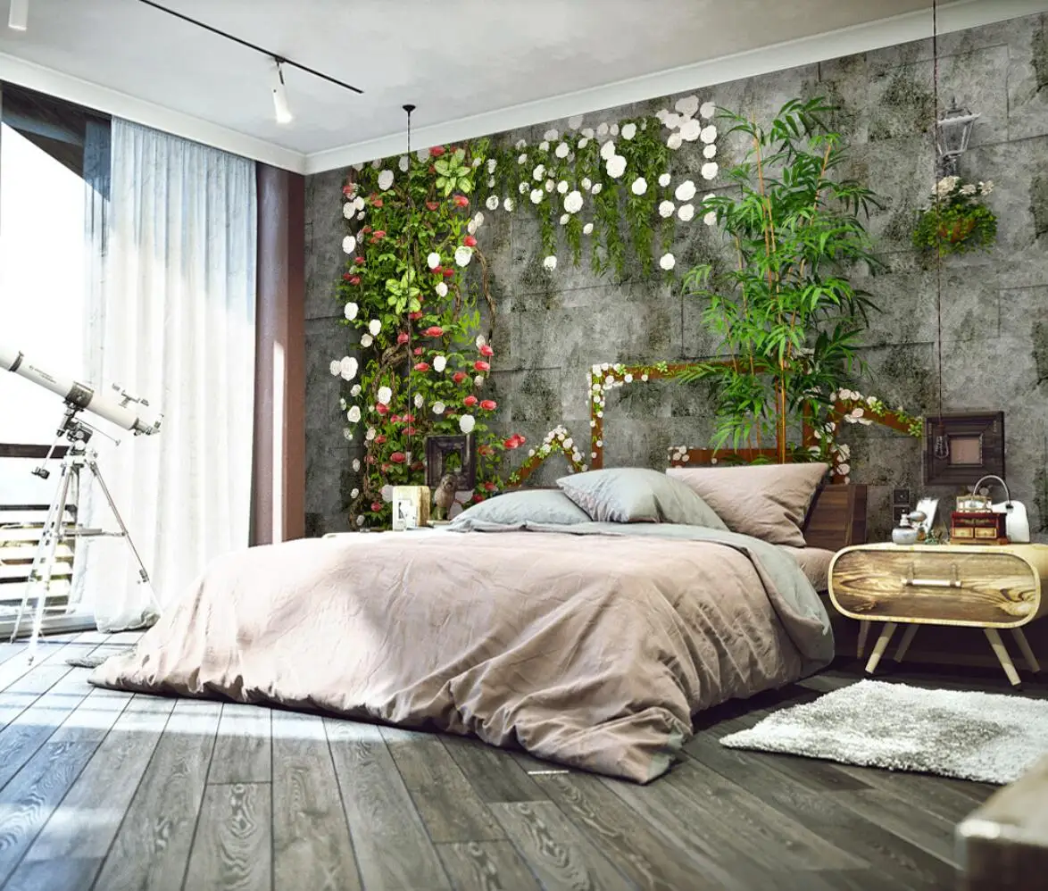 Custom size wallpaper vine climbing wall tiger green bamboo 3d background wall painting home decoration cement wall 3d wallpaper