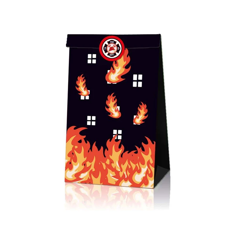 12pcs Fireman Theme Party Favor Bags Candy Bags Fire Truck Gifts Bags Firefighter Kids Birthday Favor Party Decoration Supplies view 4