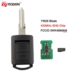 YIQIXIN 2 pulsante chiave dell'automobile a distanza 433Mhz per Opel Vauxhall Astra Corsa C Combo Van Meriva Tigra Vectra con ID40 Chip 5WK48668