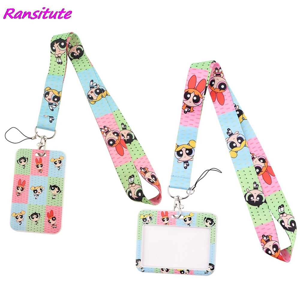 Ransitute R1998 Cartoon Girl Personality Card Holder ID Holder Bus Card Holder Staff Card Lanyard For Keys Phone DIY Hang Rope