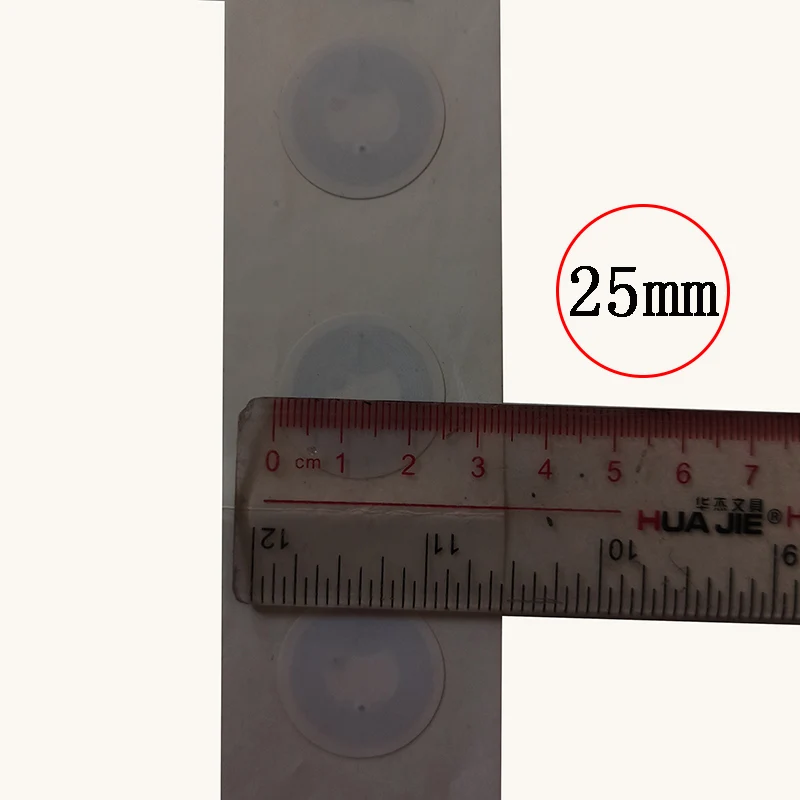 ホワイトラウンドfcラベルラベルラベル,nis15693プロトコル,hf rfid,13.56mhz,100個,moq,25mm