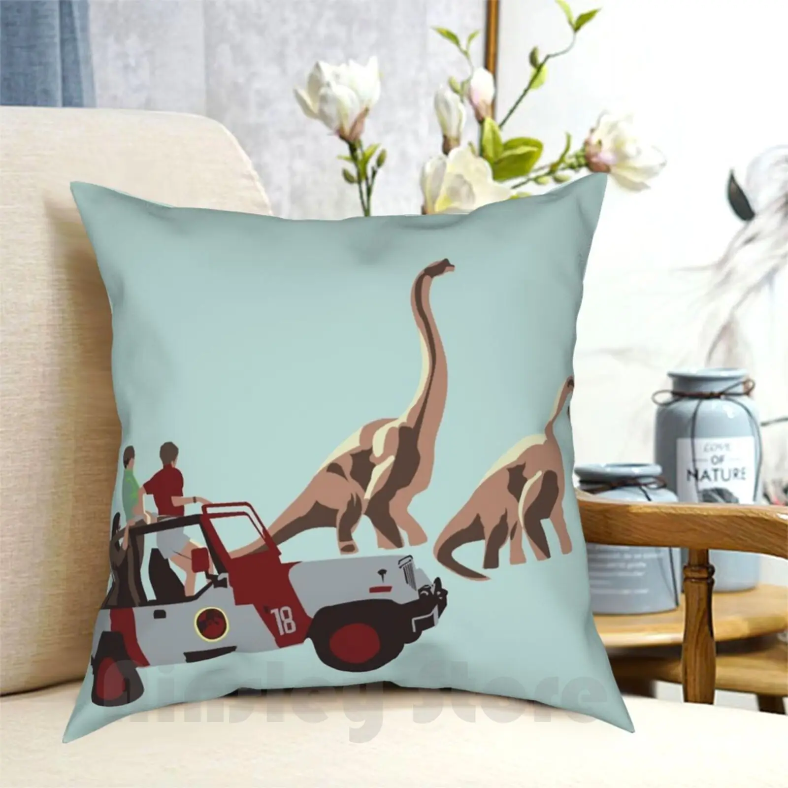 They Do Travel In Herds Pillow Case Printed Home Soft DIY Pillow cover World Car Car Explorer Brachiosaurus Brontosaurus