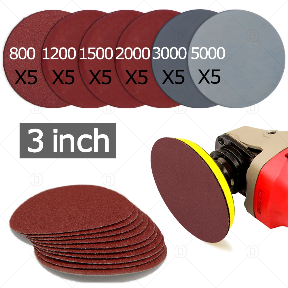 

3 Inch 75mm Sandpaper Sanding Disc For Metal Auto Wood Car Wheel Restoration Sanding Polishing Kit P800 P1200 P2000 P5000