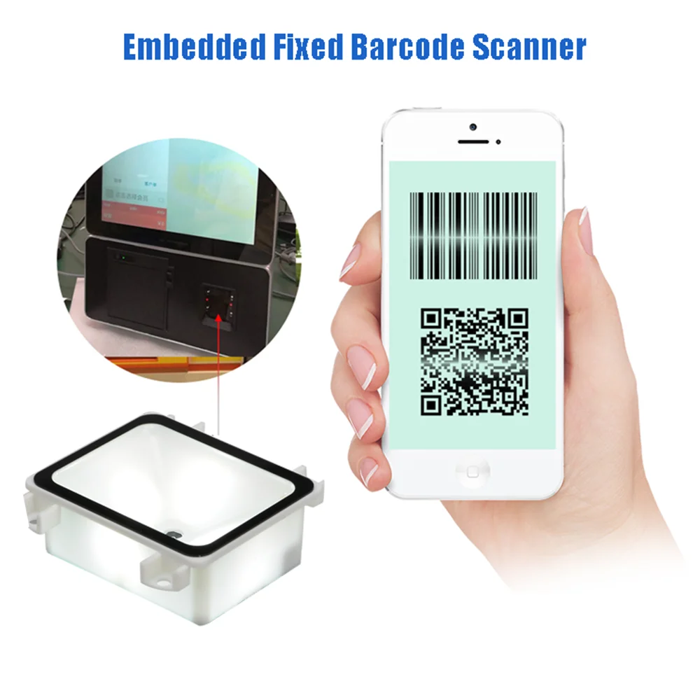 Escáner de código de barras 2D, lector de código de barras USB QR, interfaz USB RS232 TTL, quiosco pequeño, máquina de código de barras montada