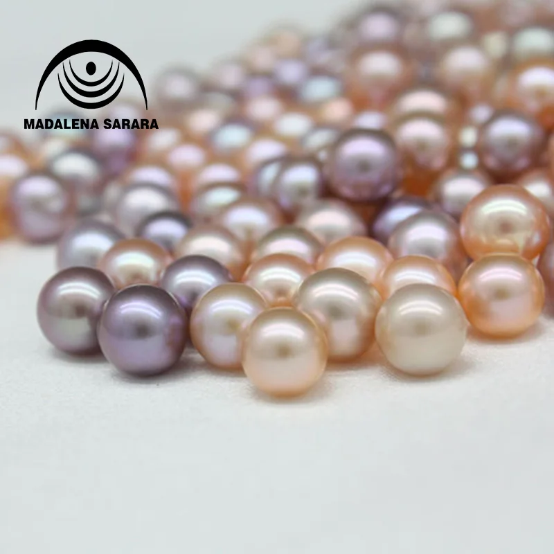 MADALENA SARARA Genuine Pearl AAA Grade Freshwater Pearl Round Natural White Without Flaw High Brightness Luxury Pearl Bead