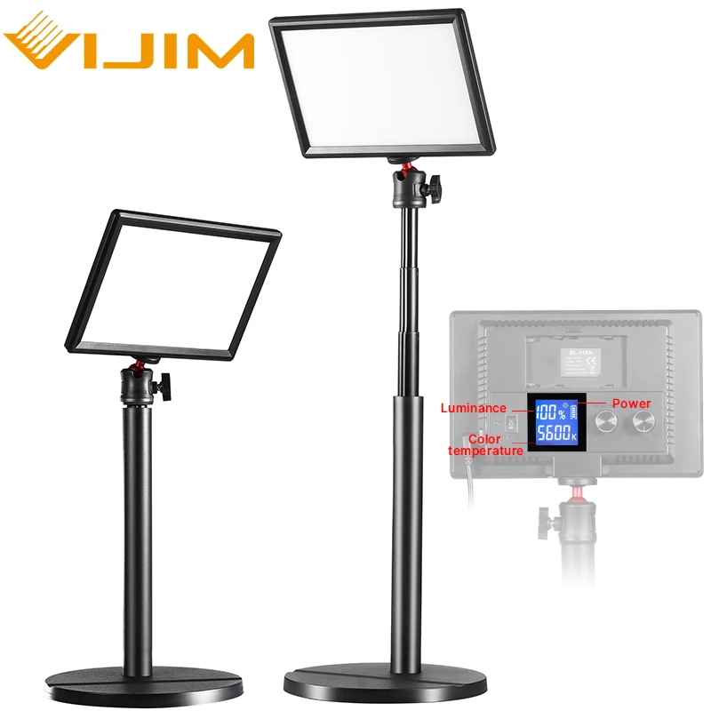 VIJIM K3 LED Video Light Panel Dimmable Photography Lighting Lamp with Desk Light Stand For Live Stream Photo Studio Fill Light