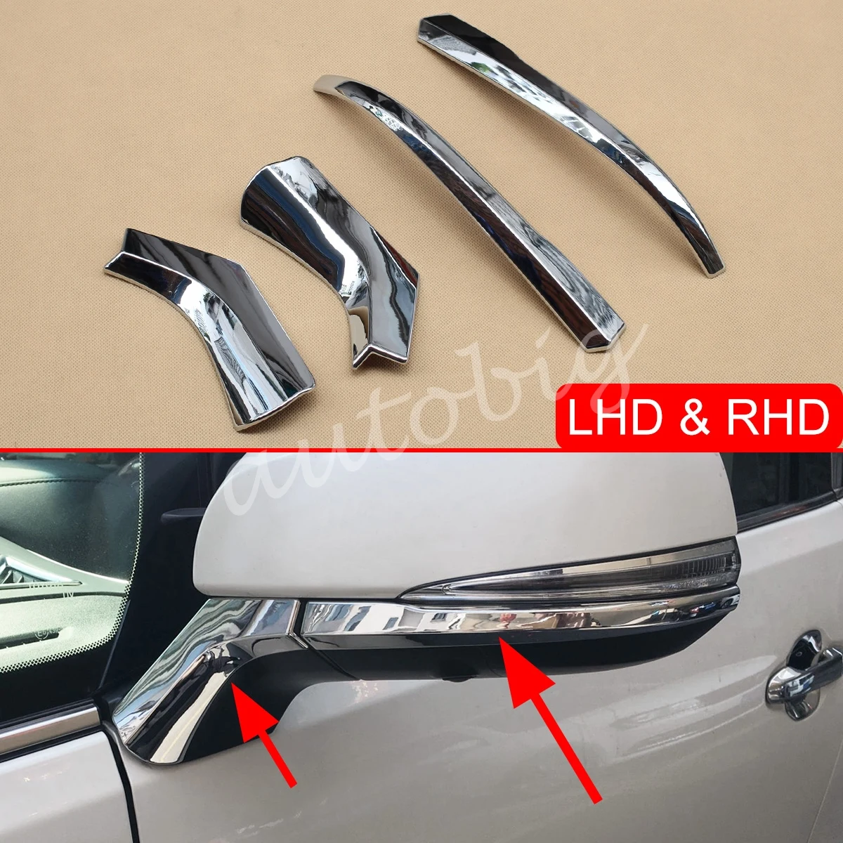 

Chrome Side Rearview Mirror Strips Trims For Toyota Vellfire Alphard 2016-2021