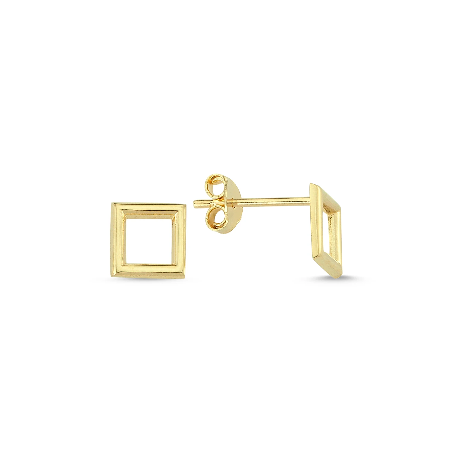 14K Real Gold Mini Square Stud Earrings