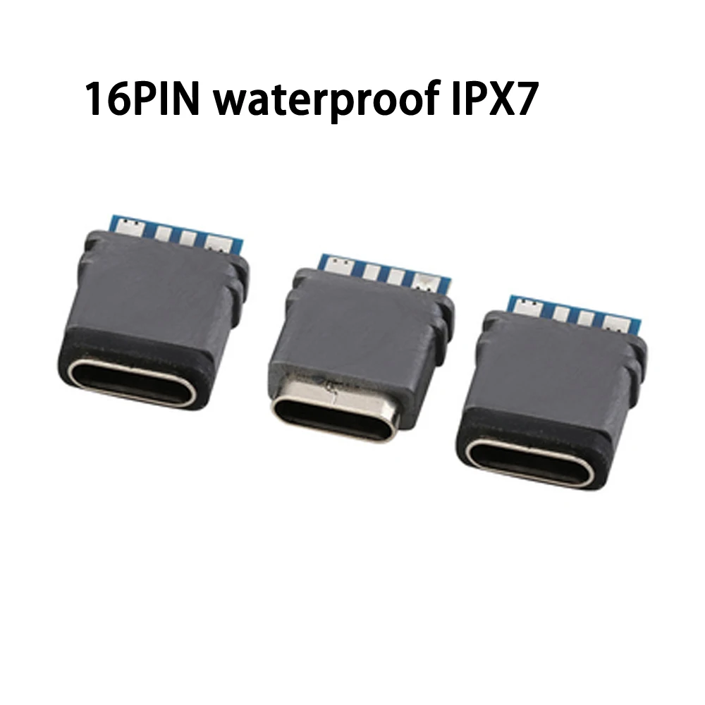 20pc Type-c USB 3.1 Connector Female Jack 16P welding wire type Waterproof IPX7 Rating Charging Socket 4pin solder joint