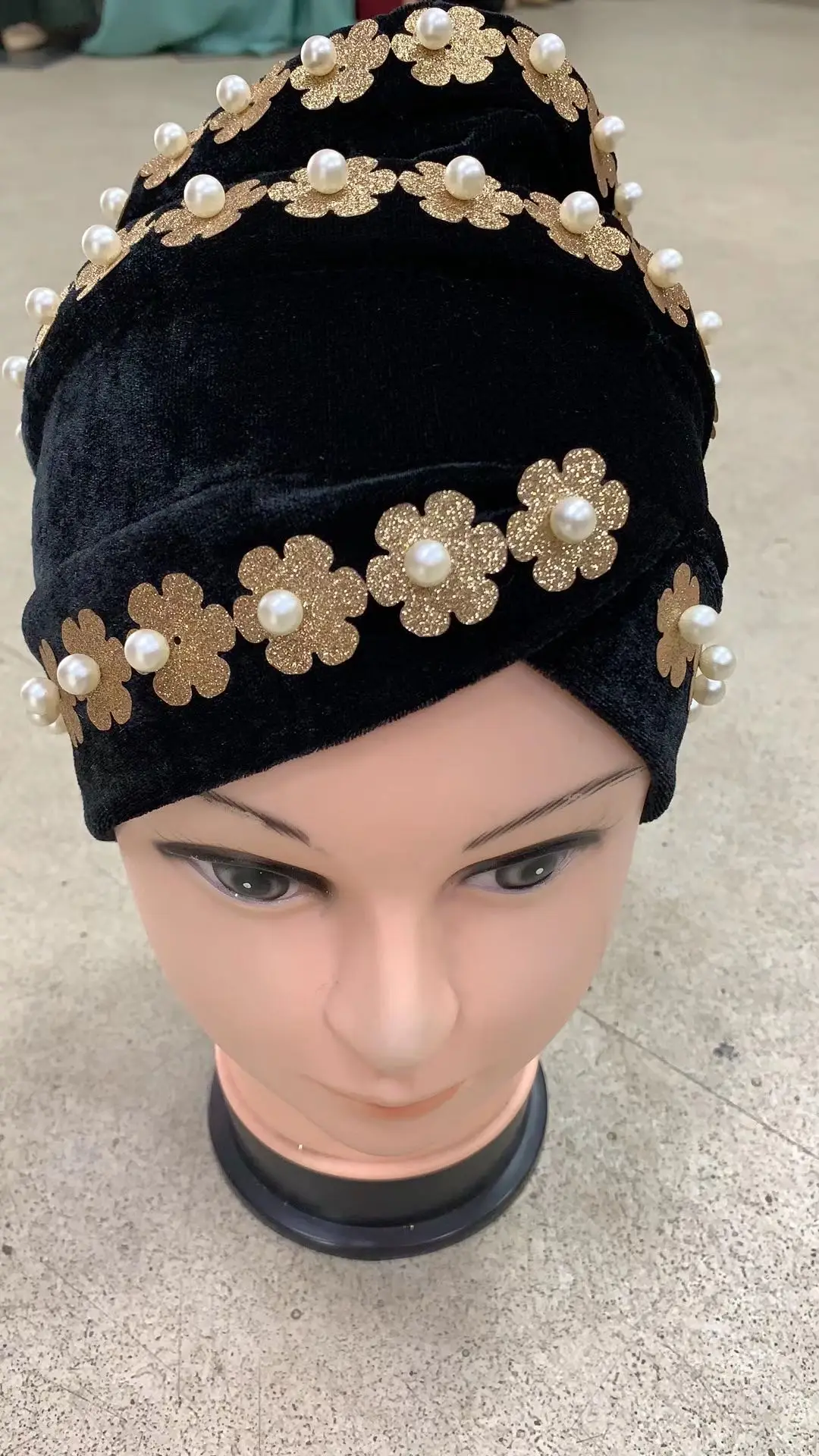 African Velvet Shinning Sequins Beads Turban Hat Women Cap Auto Gele Aso Oke Headtie Party Fashion Headwear