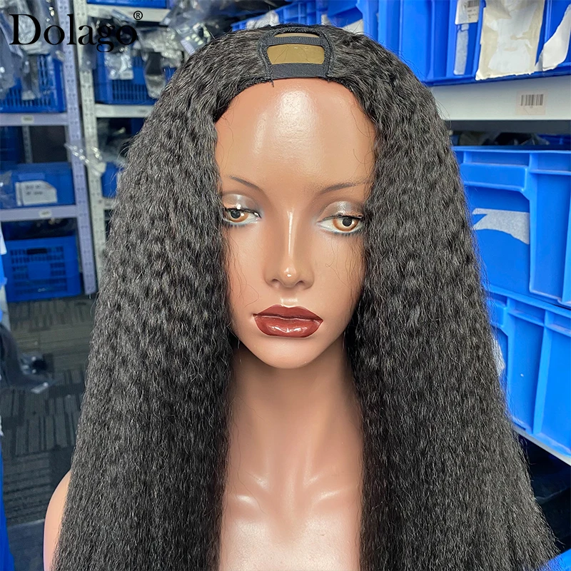 Wig U Bagian Kasar Lurus Keriting 250% Rambut Manusia dengan Kepadatan Tinggi Rambut Virgin Brasil Wig Uppart Wig Keriting untuk Wanita Kulit Hitam Dolago