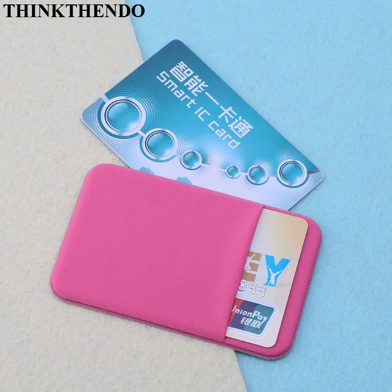 Mobile Phone Credit Card Wallet Holder Pocket Stick-On Adhesive Elastic Tool