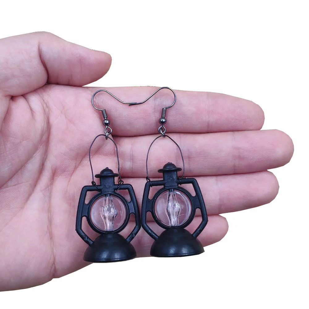 New Fashion 3D Vivid Alternative Unique Simulated Black Kerosene Lamp Drop Earrings Women Female Birthday Hot Jewelry Gift DA001