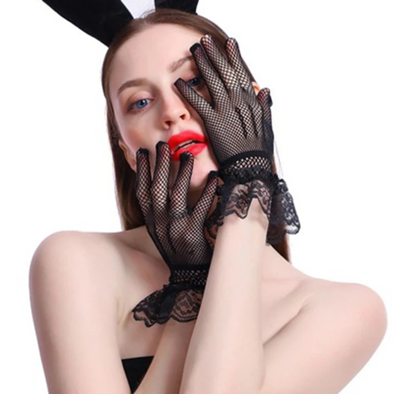 

Fashion Sexy Gloves Women Lace Thin Bowknot Mesh Net Sun Protection Driving Club Party Prom Dancing Dress Gloves Mittens G107