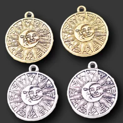 8pcs Astrology Medallion Celestial Charms Moon And Sun Jewellery Pendants DIY Charms For Bracelet Necklace Making 29*25mm A267