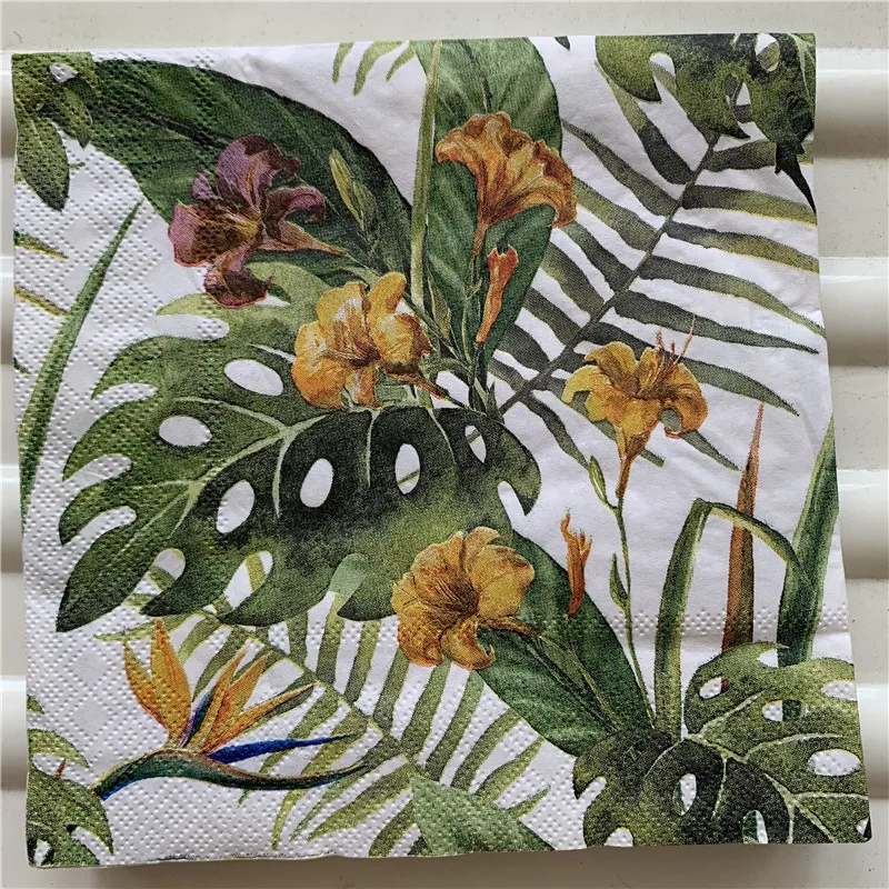 Decoupage paper napkins elegant tissue vintage towel monstera flower bird Toucan birthday wedding party beautiful hotel decor 20