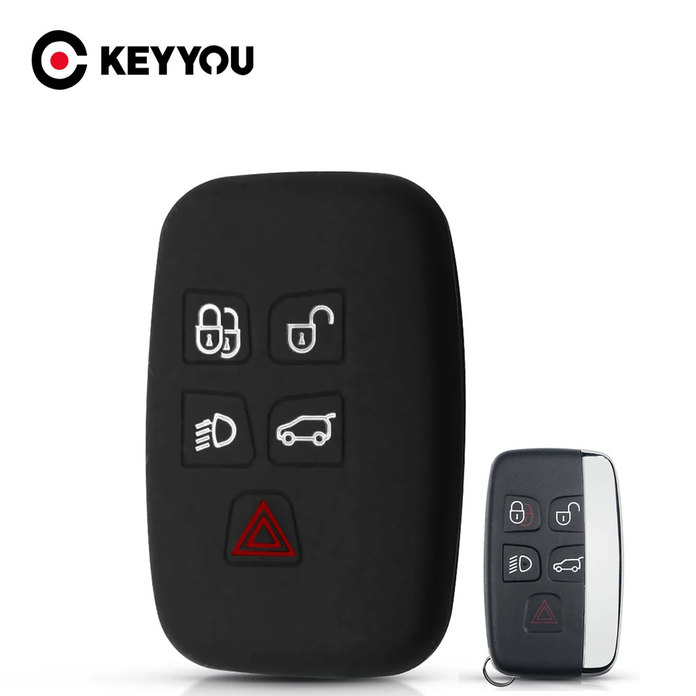 KEYYOU 10x Silicone Car Key Case For Land Rover A9 Range Rover Sport Evoque Freelander 2 Jaguar XE XJ XJL XF C-X16 V12 Guitar X