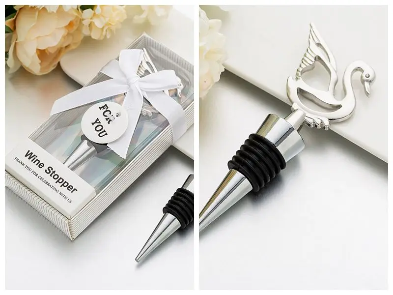 

(25 Pieces/lot) Wedding gift favors For guests of little Swan design wine Bottle stopper favors for Swan Party decorations gift