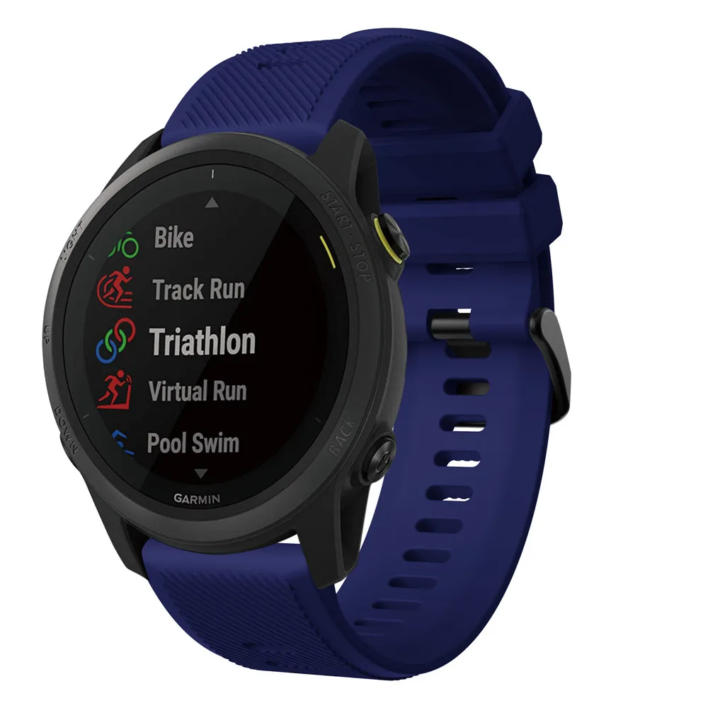สายคล้องคอซิลิโคนสำหรับ Garmin Forerunner 745 GSP สร้อยข้อมือสมาร์ทนาฬิกา Quick Release กีฬาสายรัด Correa เข็มขัดอุปกรณ...