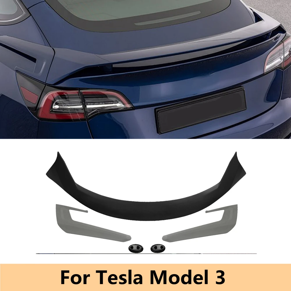 For Tesla Model 3 Sedan 2017 2018 2019 2020 2021+ Rear Trunk Spoiler Tail Wing Lip Side Bumper Body Kit Diffuser Splitter Canard