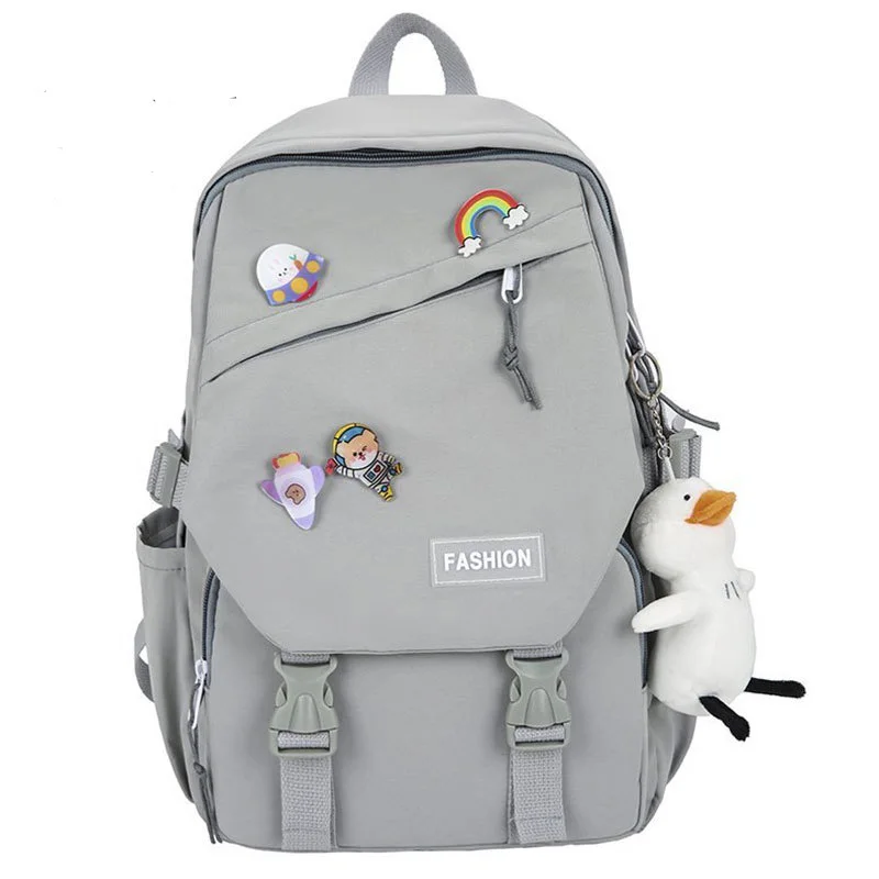 Mochila de nailon para estudiantes, bolso cruzado de gran capacidad con cremallera, sin colgante, mezcla de colores