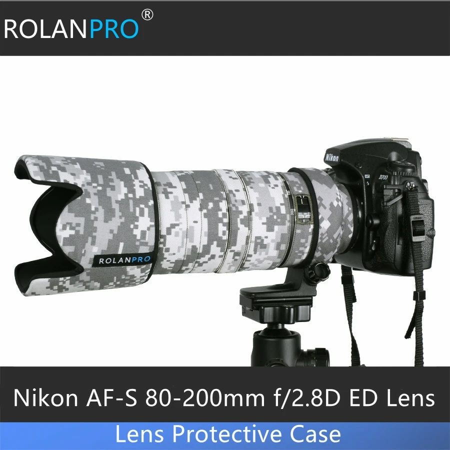 

ROLANPRO Lens Coat For Nikkor Nikon AF-S 80-200mm f/2.8D ED Waterproof Lens Protective Case Camouflage Rain Cover Guns Sleeve