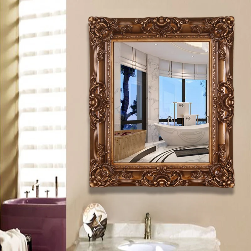 

European Style Luxury Bathroom Fitting Makeup ABS Frame With Mirror, Clothing Store, Wall Hanging Decorative Mirror