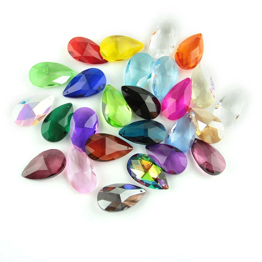 38mm/50mm/63mm/76mm Crystal Chandelier Teardrop Glass Trimming Pendant Glass Colorful Prism Hanging Drops Pendants