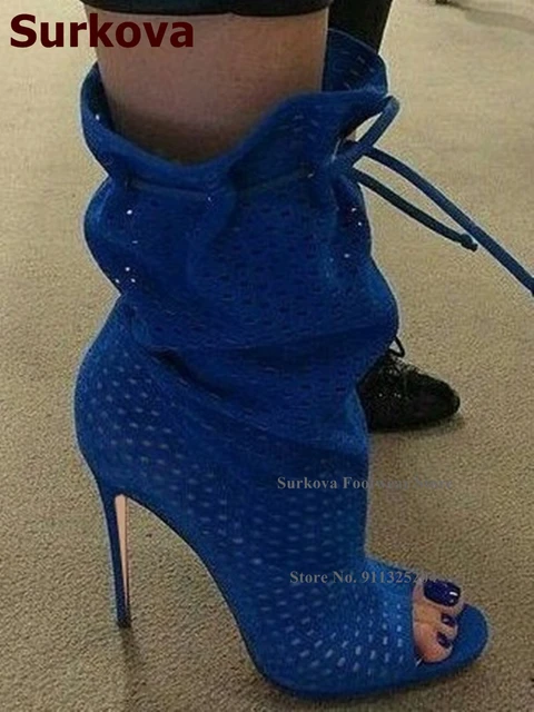 Royal fashion blue booties heels